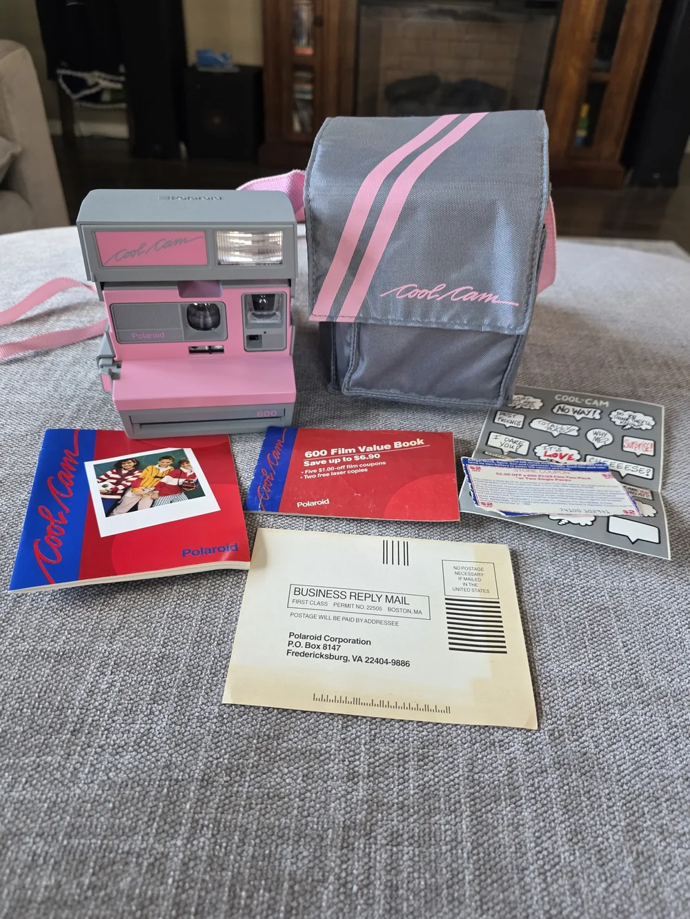 Polaroid Cool Cam 600 Complete Time Capsule Kit TESTED/WORKING! - Pink & Gray
